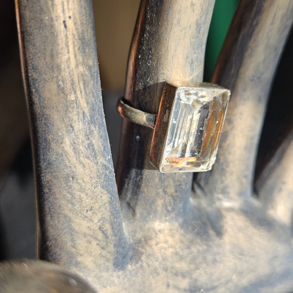 Quartz emerald cut natural crystal gemstone sterling rings sz 6 & 8 available - Picture 3 of 5